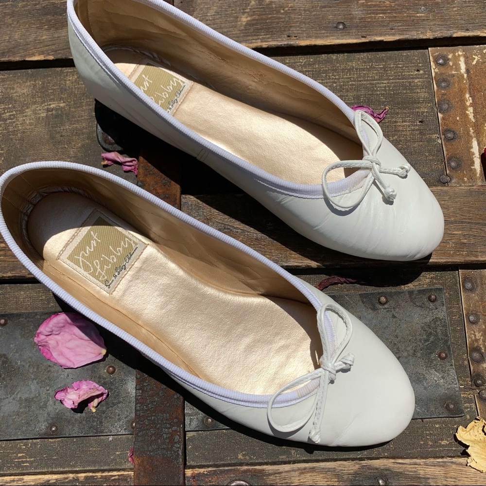 Just Libby Pearl White Leather Ballet Slip-ons